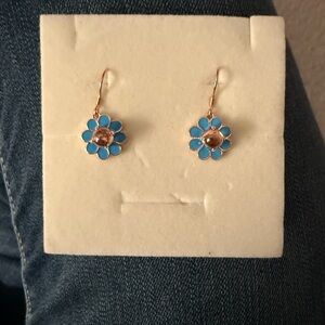 Blue Floral Drop Earrings